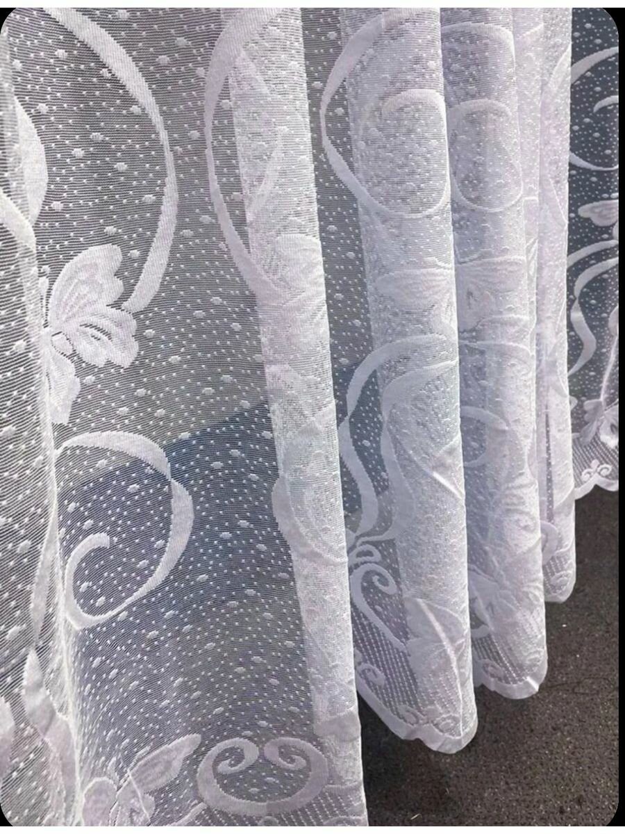 фото Тюль короткое прямая белая бабочка