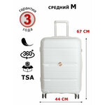 Чемодан M облегченный из полипропилена Supra Luggage, замок TSA, 60 литров, 4 колеса с поворотом на 360 градусов, 44X27X67 см - изображение