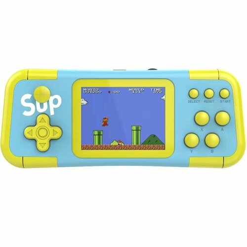 Портативная игровая приставка SUP GAME BOX A12, голубой с жёлтым игровая приставка sup game box 8 битная 500 игр