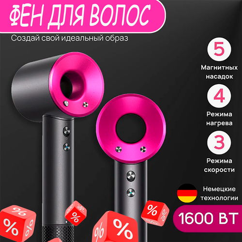 Фен для волос профессиональный 1600 Вт розовый 219000₽