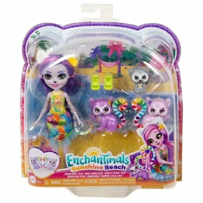 Кукла Enchantimals Lemur Family HRX86 фиолетовый