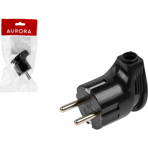 Вилка электрическая угловая с заземлением 16А 250В AURORA STARTUL черная A100-004 546₽