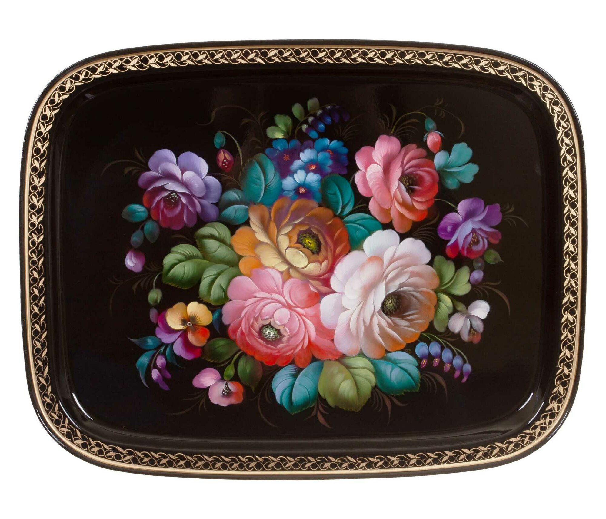 фото Жостовская фабрика декоративной росписи Жостовский поднос декоративный, размер 45х35 см (A19), металлический