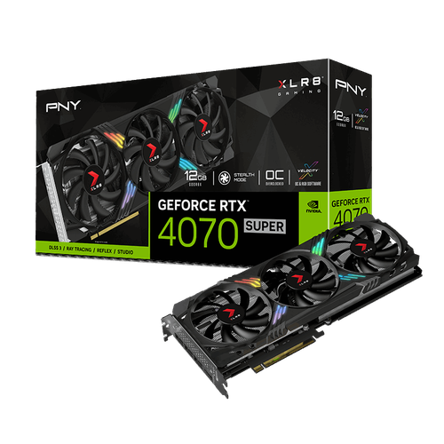 Видеокарта PNY GeForce RTX 4070 Super VERTO OC, 12GB GDDR6X, PCle 4.0, RGB