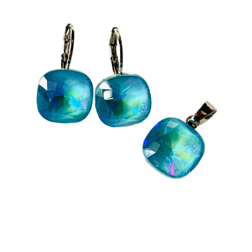 Комплект бижутерии серьги подвеска кристаллы Preciosa бирюзовый 1095₽
