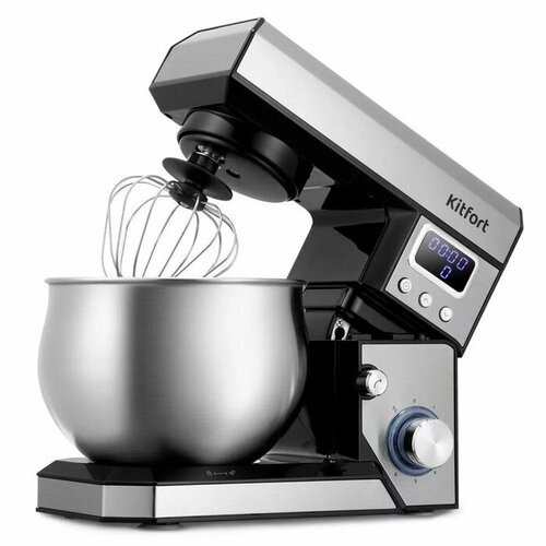 Миксер Kitfort КТ-3470 планетарный 700 Вт 4 л 6 скоростей чёрно-серебристый 19990₽