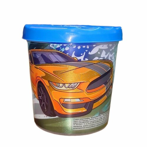 Стакан-непроливайка Schoolformat автогонки 250 мл голубой с принтом тиснение фольгой 203₽