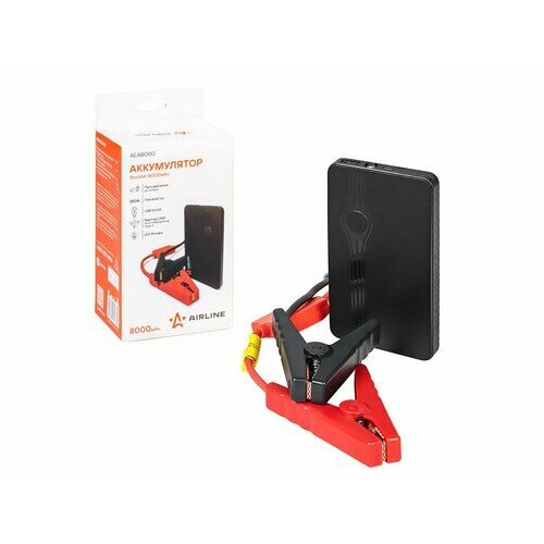 AIRLINE Аккумулятор внешний универсальный 8000мАч USB 5V2A пуск ДВС 350А фонарь AIRLINE 7362₽