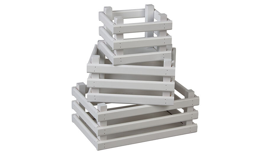 фото Набор ящиков деревянных для хранения Polini Home Basket, 3 шт, белый