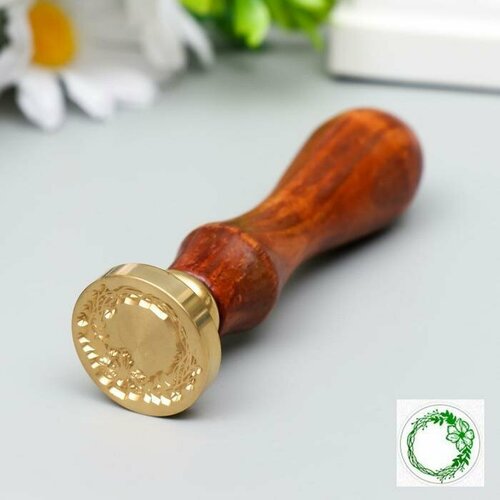 Печать для сургуча с деревянной ручкой Венок с цветком 9х25х25 см 913₽