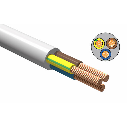 Провод ПВСн 3х1,5 ГОСТ белый (80 метров) NVO
