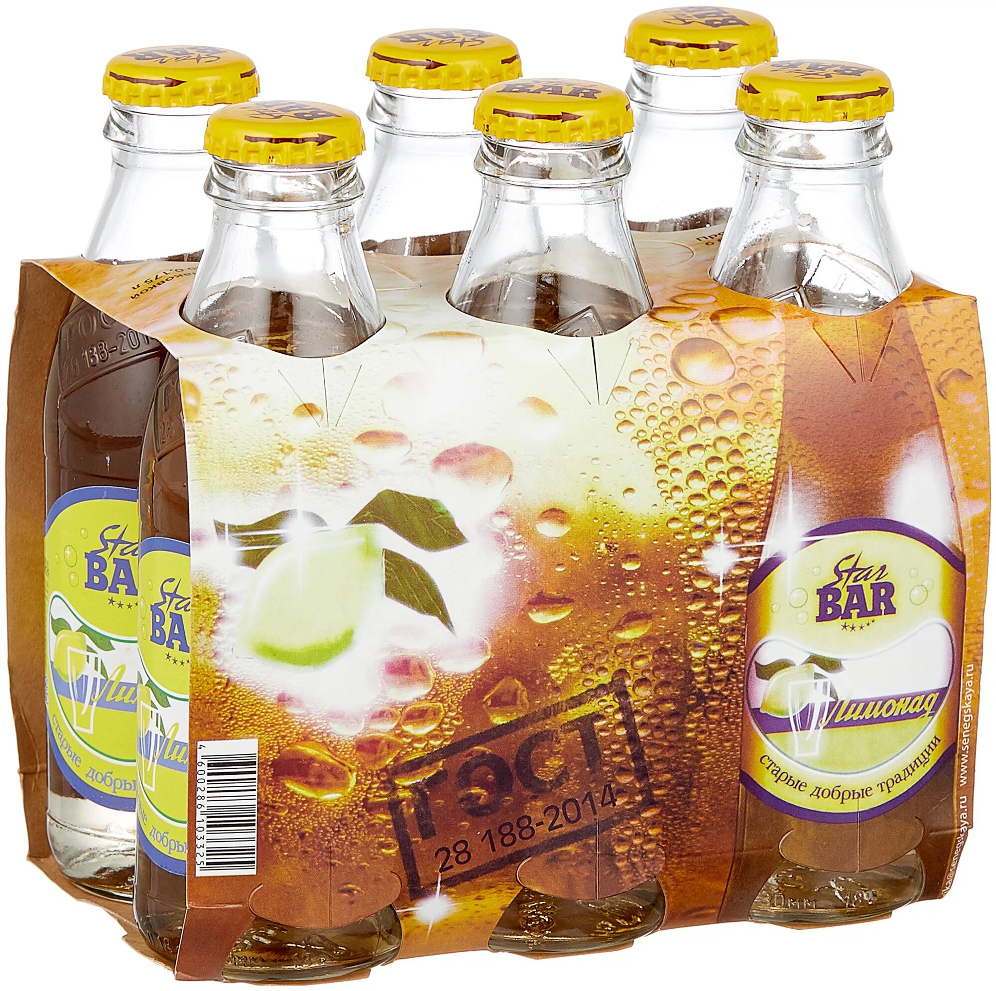 Газированный напиток Star Bar Лимонад, 0.175 л, стеклянная бутылка, 6 шт.