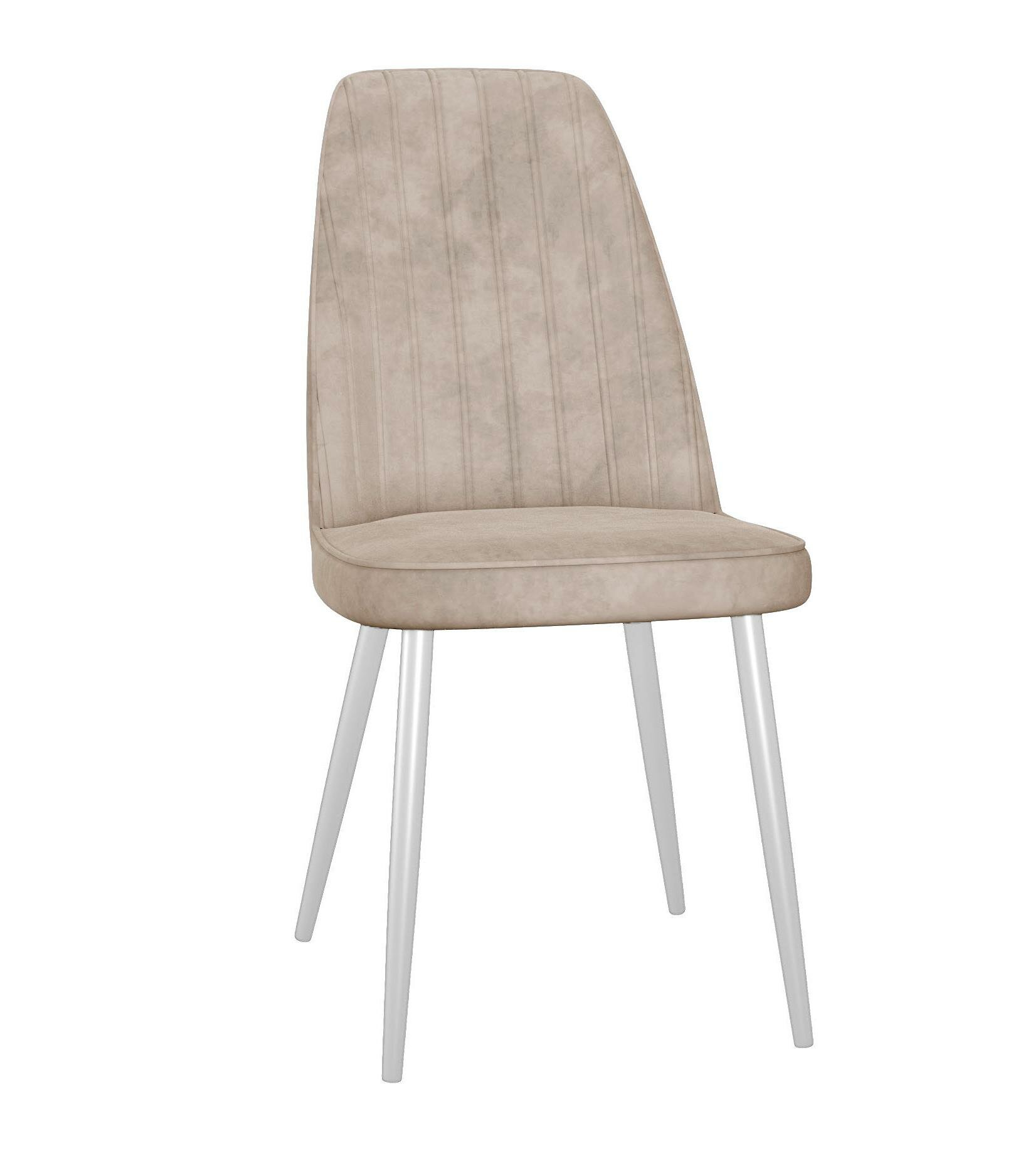 Стул кухонный DikLine 326 микровелюр бежевый B03 BEIGE, ножки белые