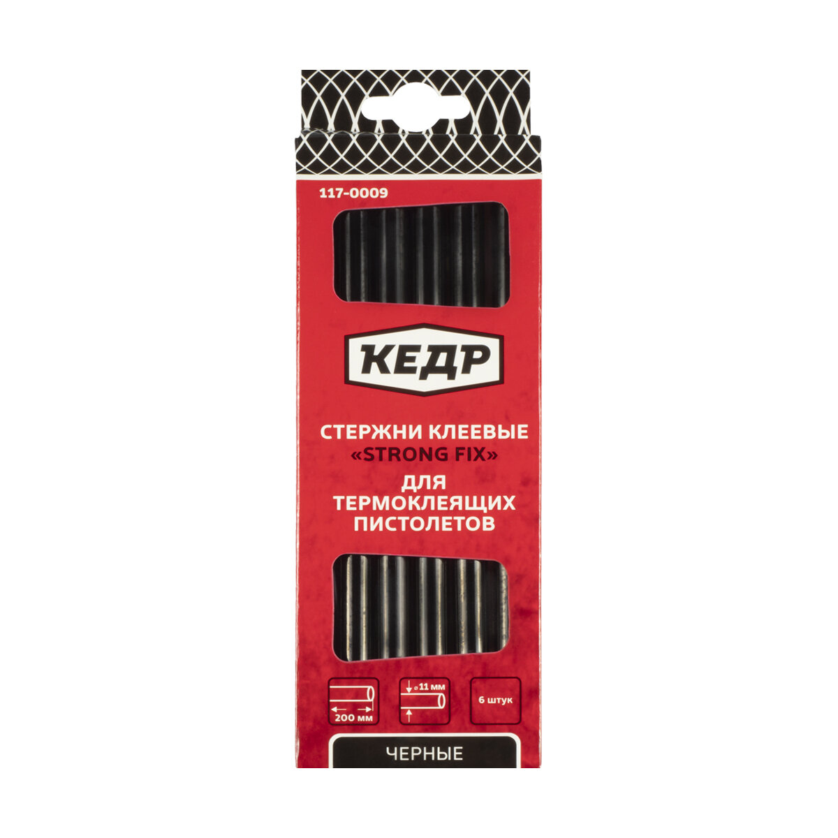 Стержни сменные с клеем 112 мм*20 см (черный) упак. 6 шт. 