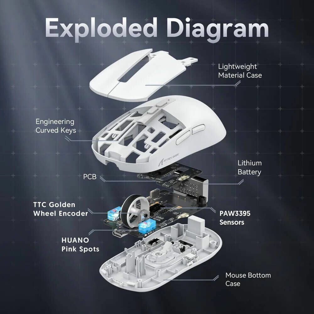 Игровая мышь Attack Shark X6 White белый USB, Радиоканал, Bluetooth — фото 1