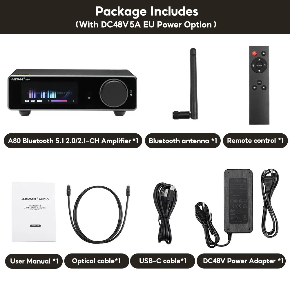 AIYIMA Audio A80 Bluetooth ЦАП Усилитель