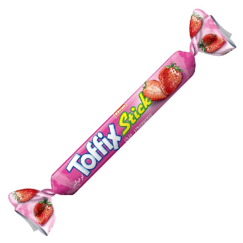 Конфеты ELVAN Toffix Stick Strawberry жевательные со вкусом Клубники (70гшт шоубокс) 70г