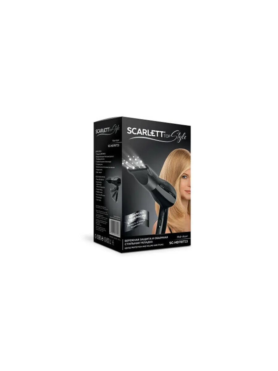 Фен SCARLETT SC-HD70IT23, дорожный, 850Вт, черный - фото №20