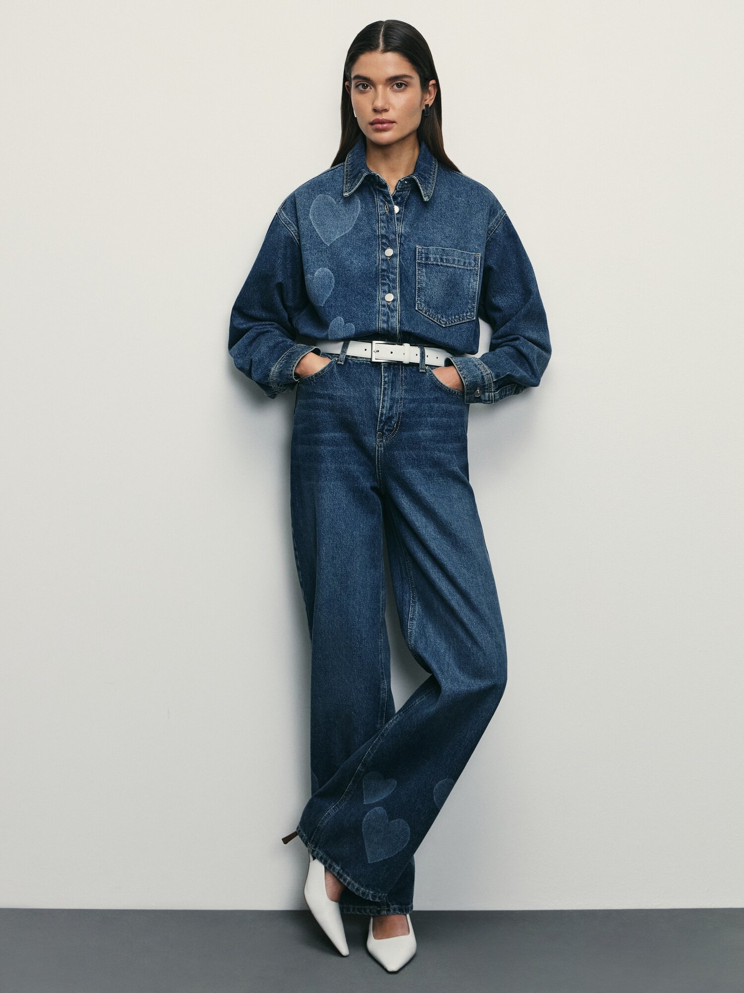 Джинсы широкие Zarina wide leg, размер 2XL (RU 52)/170, синий — фото 1