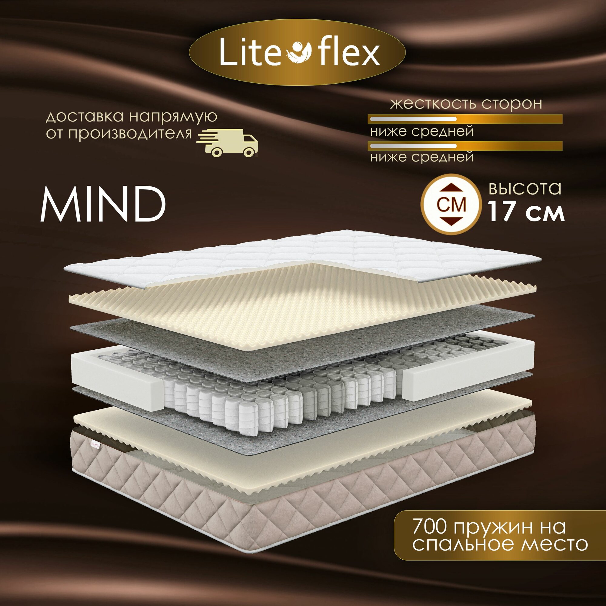 Матрас анатомический на кровать Lite Flex Mind 90х200