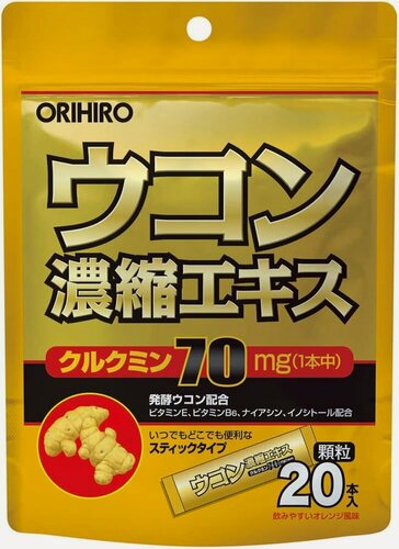 Изображение товара Экстракт ORIHIRO "Concentrated Turmeric", гранулированная куркума с апельсиновым вкусом, 20 стиков