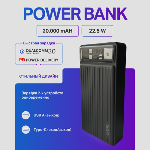 Повербанк 20000 mah Быстрая зарядка 225W Powerbank Внешний аккумулятор для Айфон и Android 2300₽