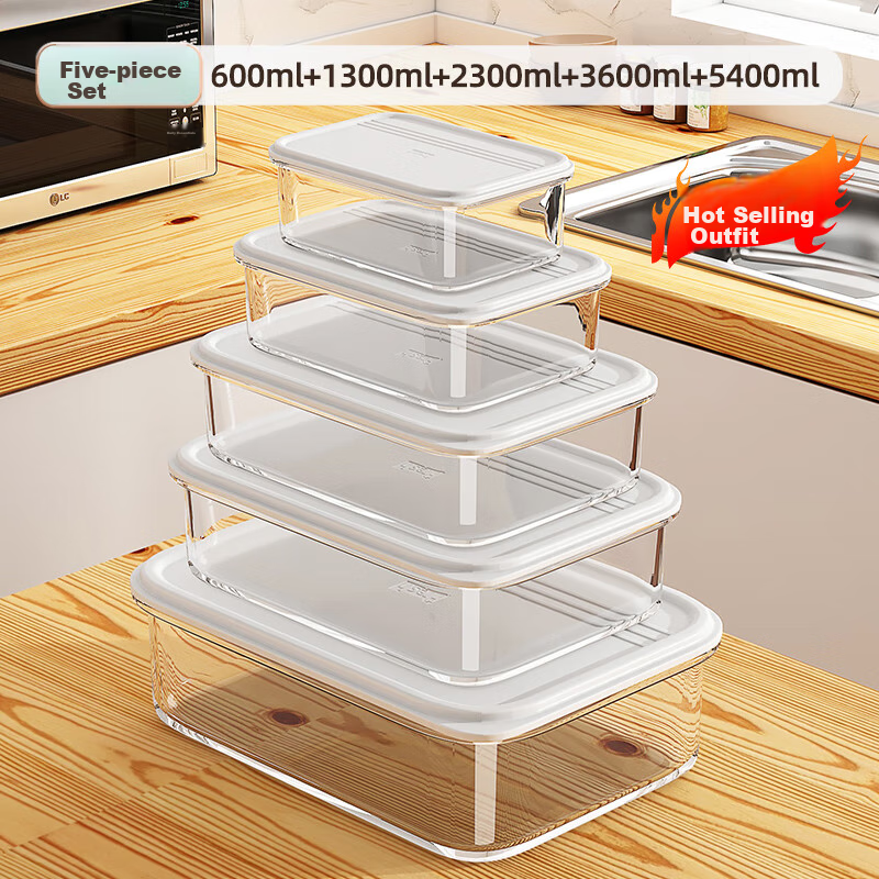 Jiadu Refrigerator Storage Containers [5-Piece Set] Food-Grade Kitchen Food Sealing Storage Organizer Boxes Fruit Preservation Containers
