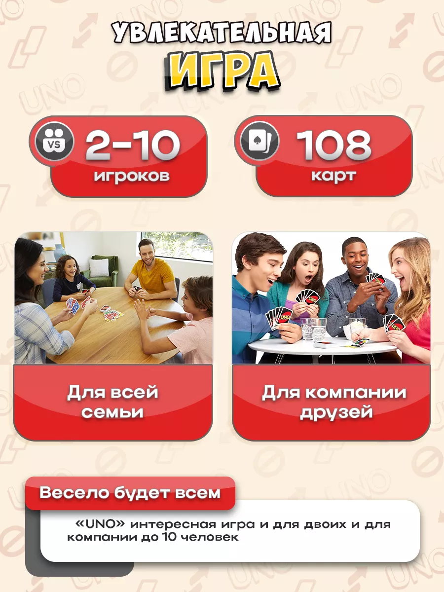 Настольная игра классическое Уно-UNO, игральные карты 108 шт — фото 1