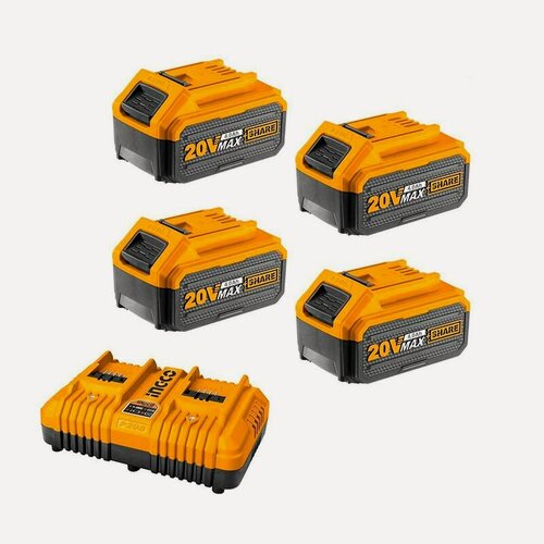 Изображение товара Набор аккумуляторов 4x4 Ач Ingco FBLI2002 и зарядное устройство FCLI2034E