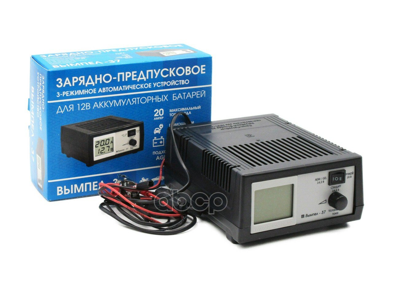 Зарядное устройство Вымпел-37 (автомат.0-20А, -240А. ч, ЖК индикат; лодочн, тягов, GEL, AGM, предпуск.) Вымпел арт. 2046