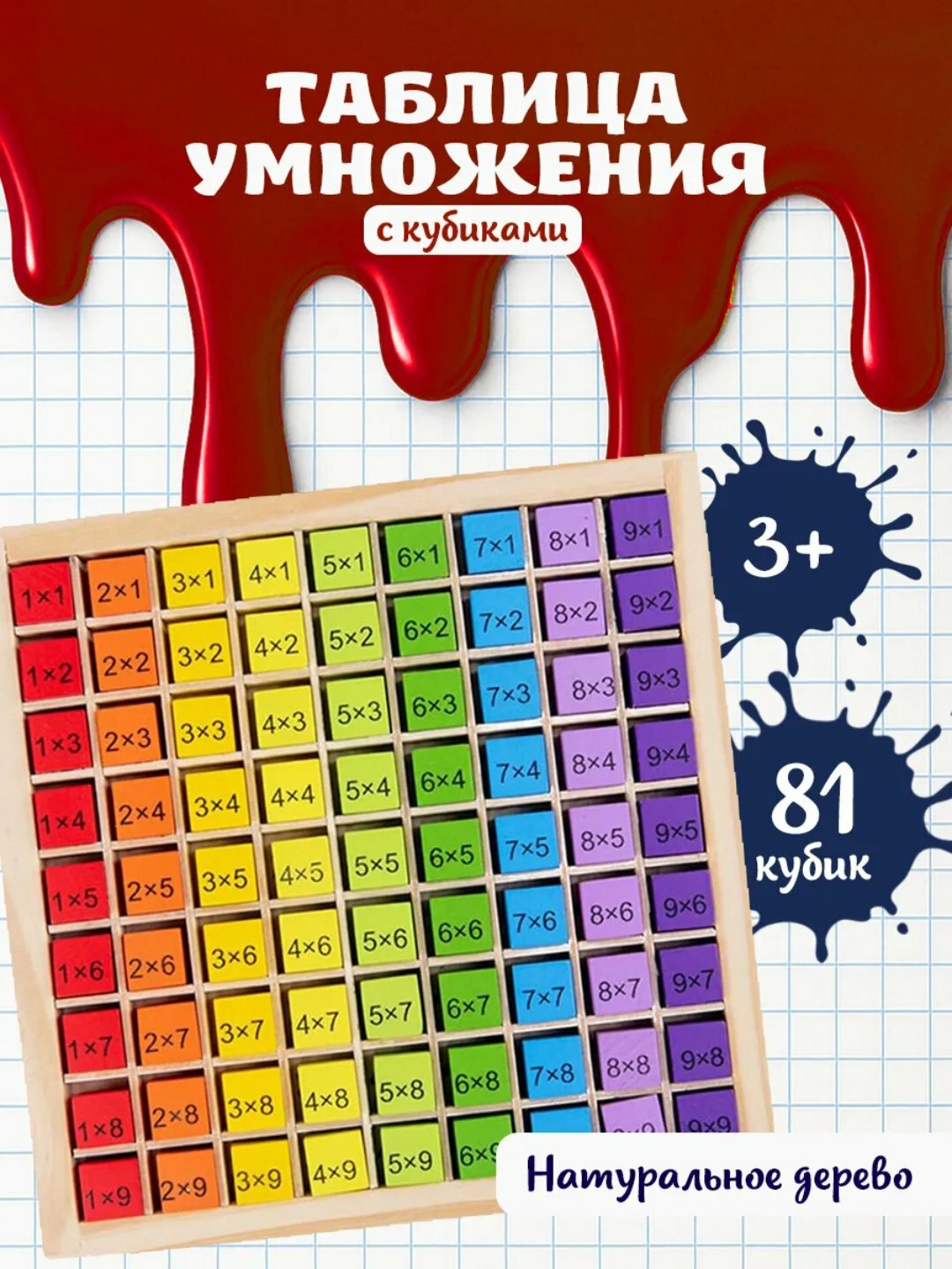 Таблица умножения из деревянных кубиков Multiplication Table — развивающая игра для детей