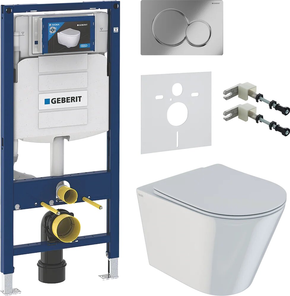 Комплект Унитаз подвесной IDDIS Calipso CALRDSEI25 / Инсталляция UP 320 111.300.00.5 / Кнопка хром Крепления к стене Шумоизоляция