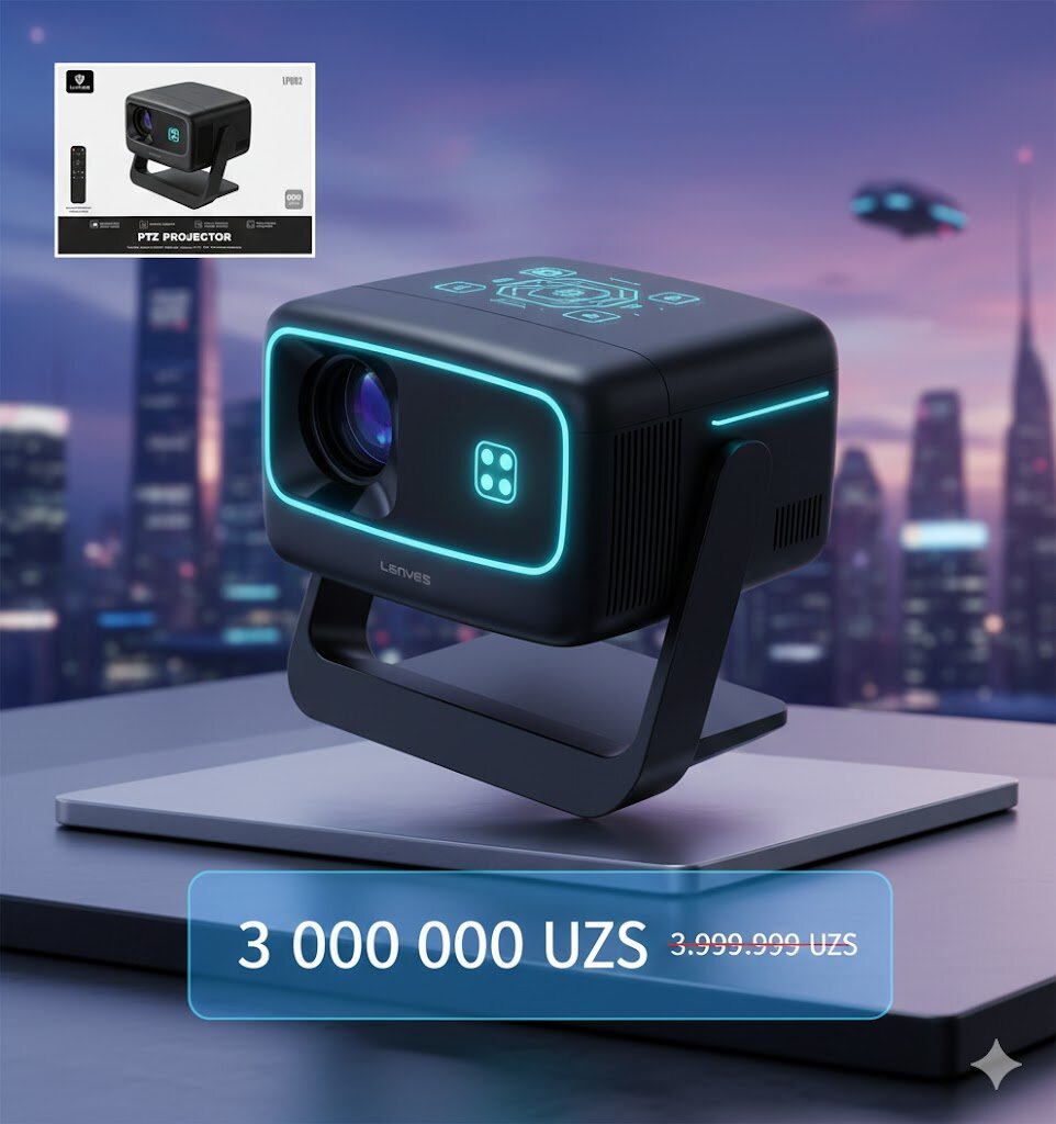 Умный PTZ проектор Lenves LPU02, Full HD, Wi-Fi/Bluetooth, с дистанционным управлением