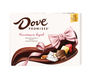 Шоколадные конфеты Dove Promises, Коллекция вкусов c фундуком, миндалем и карамелью с волнующими посланиями, 118г