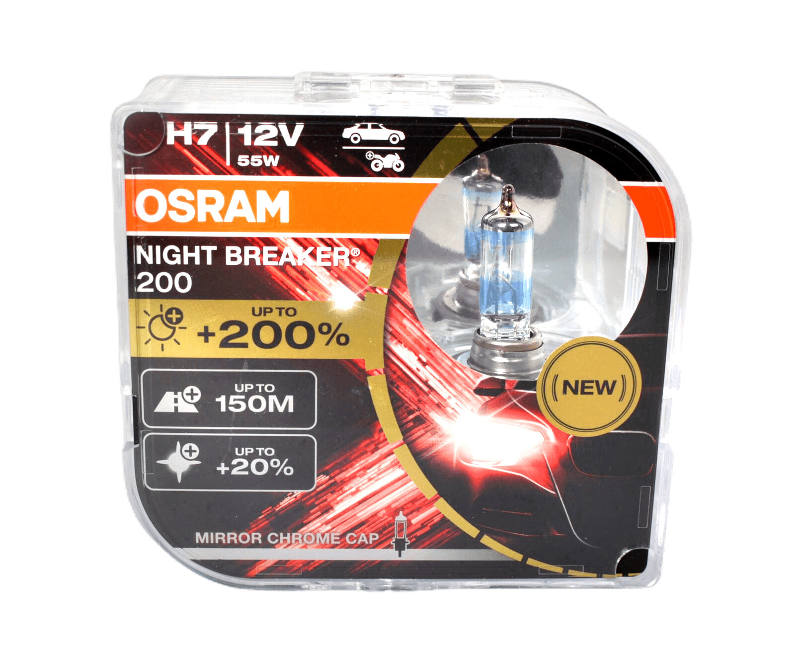Набор ламп 12Vх55W H7+200% OSRAM NIGHT BREAKER 4050K 2 шт комплект