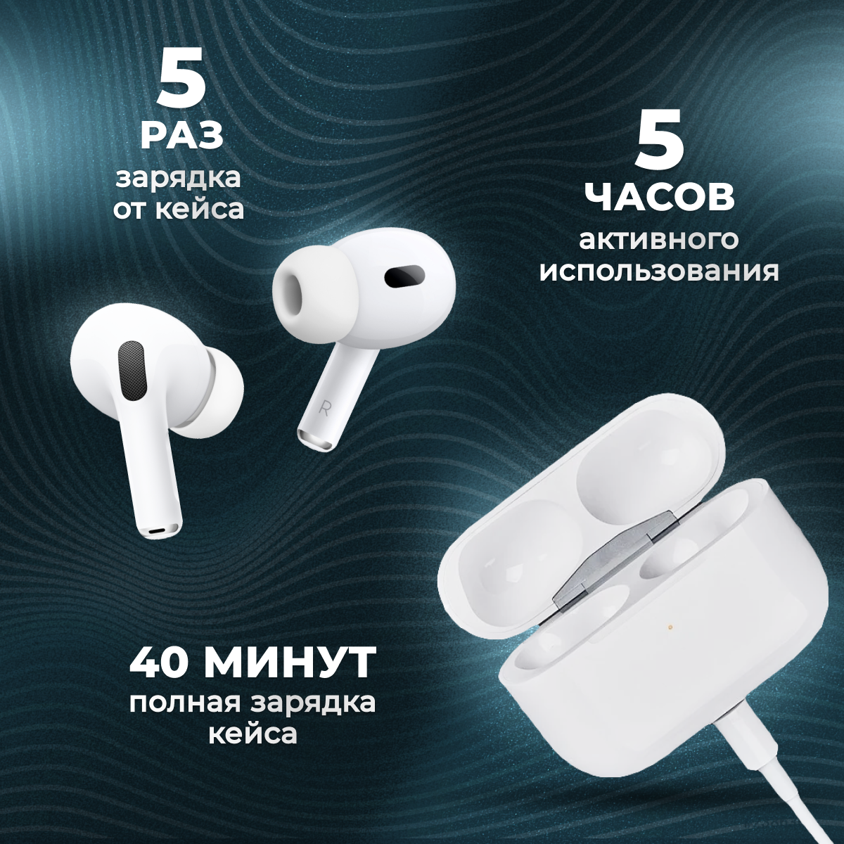 Наушники беспроводные с шумоподавлением / AIR Pro 2 для iOS / Android / Bluetooth 5.0 / беспроводные блютуз наушники / tws для android / Ios — фото 1