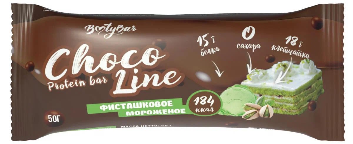 Bootybar Choco Line 50 г x 20 шт Фисташковое мороженое