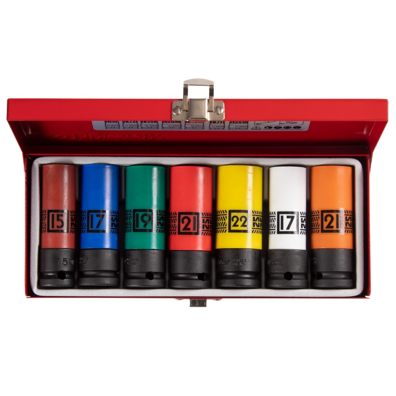 KING TONY Набор глубоких ударных торцевых головок 1/2", шестигранные, 15-22 мм, 7 предметов 44907MP