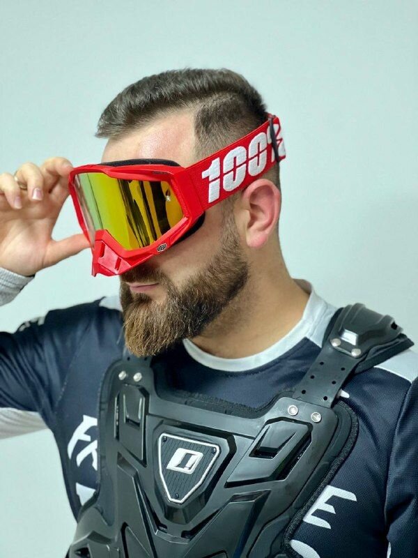 Очки для мотокросса и эндуро Motolike красная золотая линза — фото 7