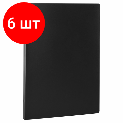 Комплект 6 шт, Папка с пластиковым скоросшивателем STAFF, черная, до 100 листов, 0.5 мм, 229231