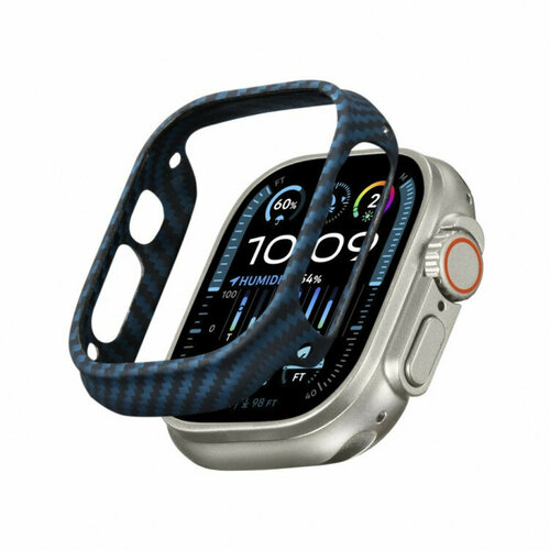 Чехол PITAKA Air Case для Apple Watch 49мм Ultra/Ultra 2, чёрно/синий (Black/Blue)