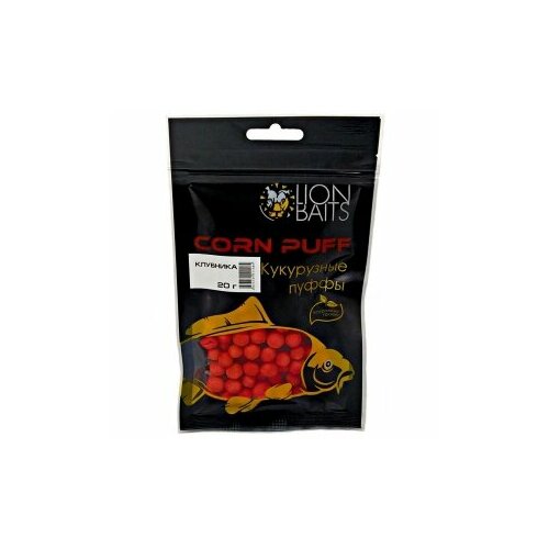 Кукурузные пуффи Corn puff LION BAITS Клубника 20гр кукурузные пуффы corn puff 4 5 мм слива синий