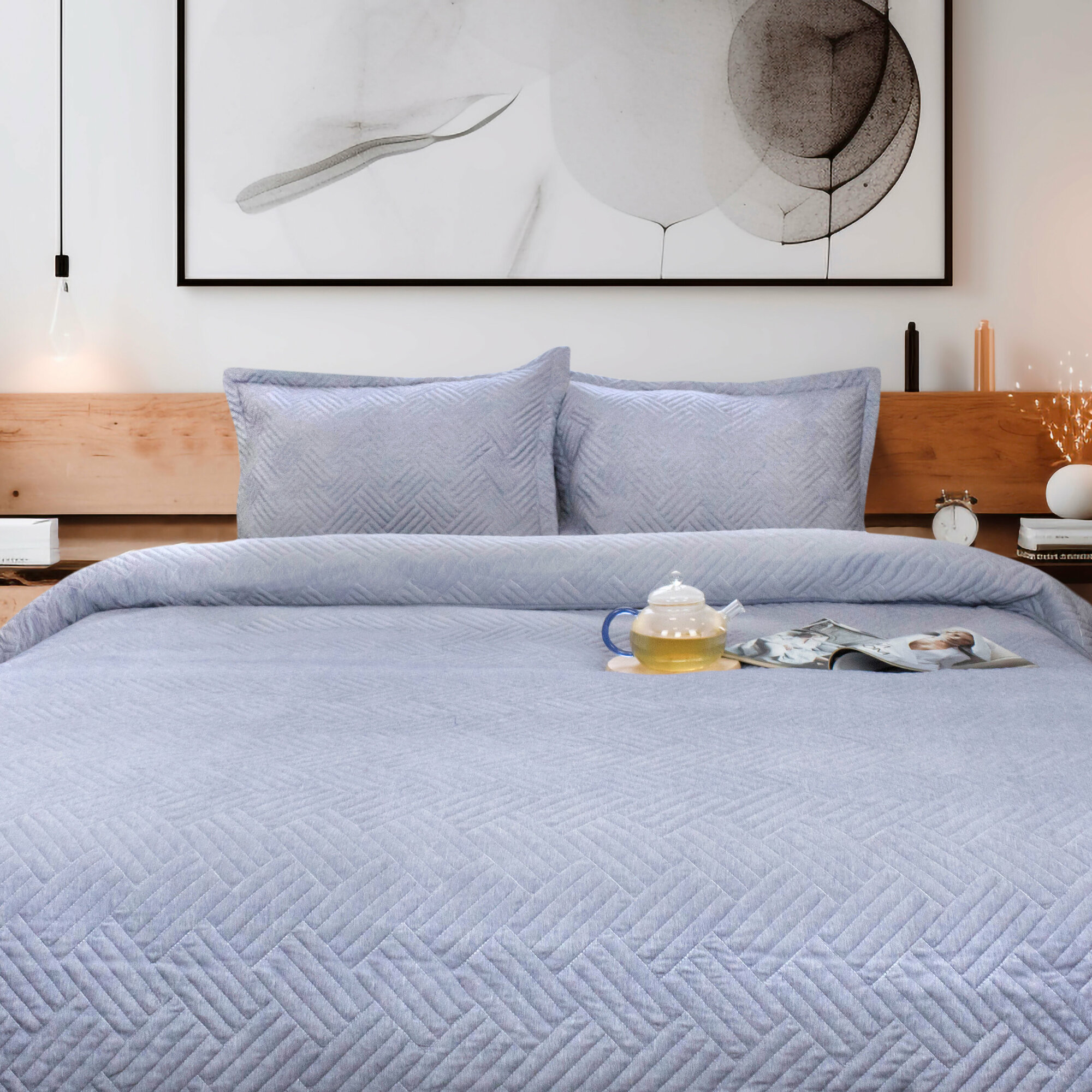Покрывало на кровать и диван с двумя наволочками Cleo MUSCAT евро макси 230х250, вечерний цвет