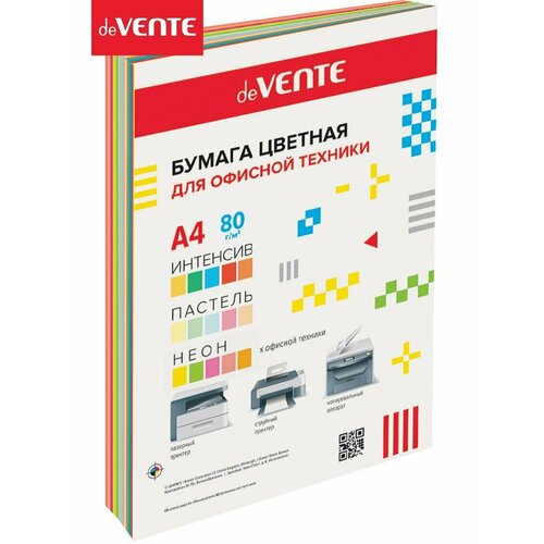 Цветная бумага канцелярская А4 для принтера, оргтехники 60 л devente бумага цветная металлизированная набор a4 devente 5 листов х 5 цветов 80 г м2