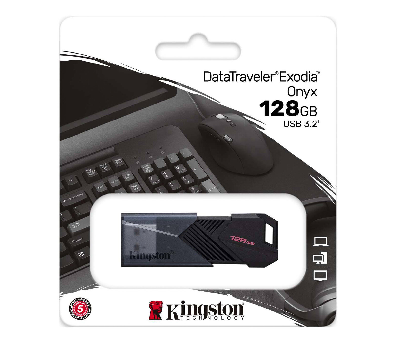 Накопитель Kingston USB3.2 Gen 1 128GB DataTraveler Exodia Onyx — фото 1