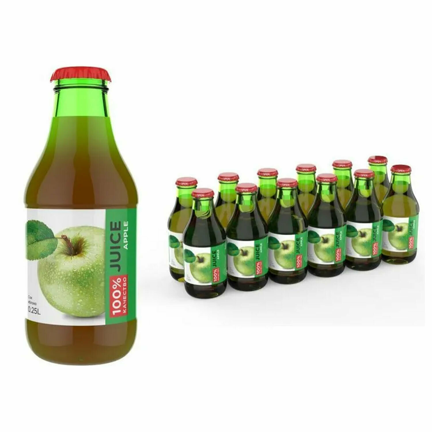 Сок BARINOFF Яблочный, осветленный, 0,25 л, для детского питания в стеклянной бутылке, 259 12 шт .