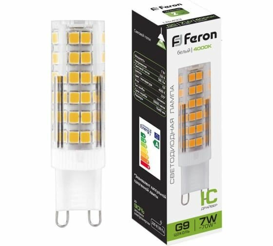 Светодиодная лампа FERON LB-433 7W 230V G9 4000K 25767