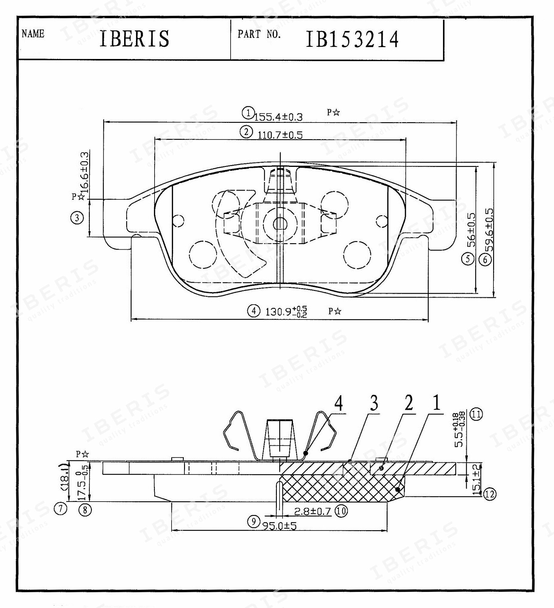 IBERIS колодки тормозные пер к-т renault duster, fluence (l30_), megane iii (bz0_) ib153214 (OEM 410605961r)