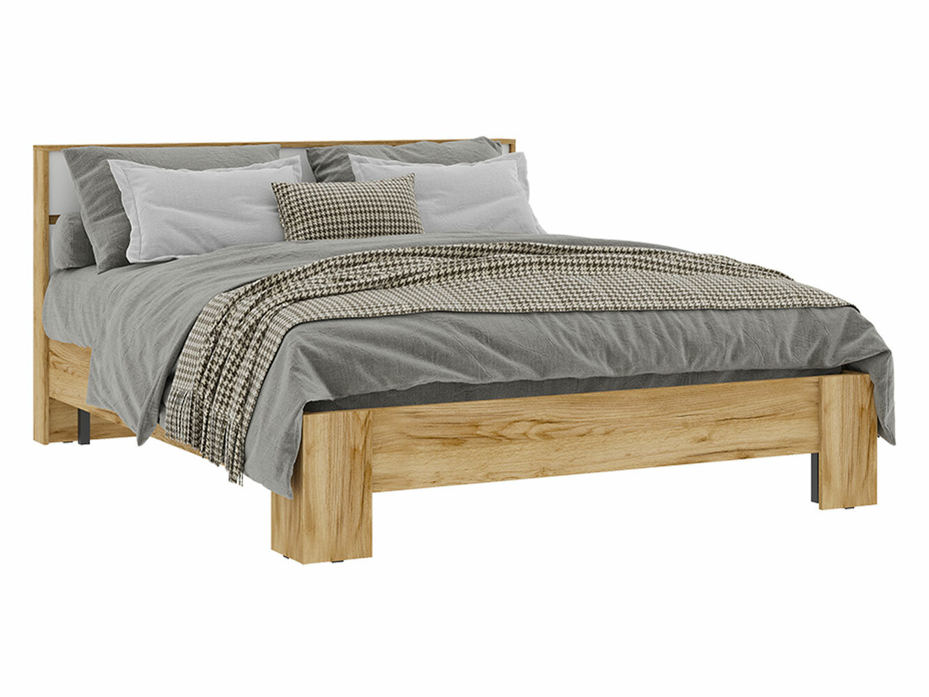 фото Кровать Стендмебель Ирэн Белый / Дуб Крафт золотой 160х200 см