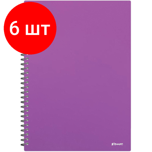 Комплект 6 штук, Бизнес-тетрадь Комус А4 100л, кл, обл пластик, спираль, фиолет. Classic комплект 6 штук бизнес тетрадь комус а4 100л кл обл пластик спираль синяя classic